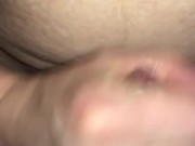 He Cums all over my hairy pussy, then he eats his own Cum off of me Her POV
