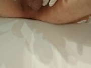 Selfie, two needles into the testicles, cbt play