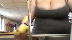 Doing dishes topless during quarantine