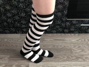 teen girl show her new knee socks foot fetish