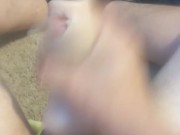 Big dick amateur teen POV cumshot  whole roomates outside room!