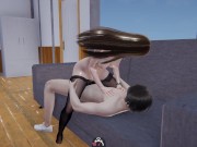 AI Shoujo black pantyhose Mika sofa play, giving seated oral 11/16