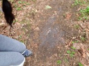Rear View Outdoor Pee Pee In The Forest 15/16