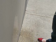 Standing Outdoor Piss On A Wall Wearing Men's Jeans 11/16
