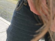 Standing Outdoor Piss On A Wall Wearing Men's Jeans 13/16