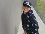 Standing Outdoor Piss On A Wall Wearing Men's Jeans 2/16