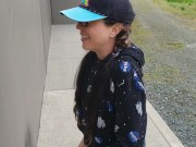 Standing Outdoor Piss On A Wall Wearing Men's Jeans 4/16