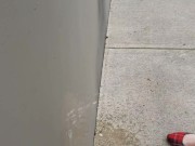 Standing Outdoor Piss On A Wall Wearing Men's Jeans 7/16