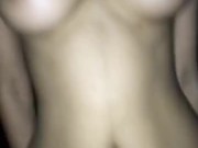 Petite babe with big boobs riding daddy's cock