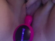 Clit rubbing, big dildo and rabbit fucking- Solo & chubby