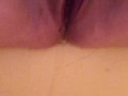 Shy girl pissing in bathtub