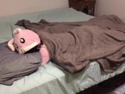 Bunny onesie tied up and fucked in bed