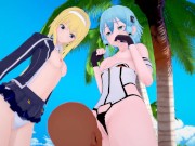(3D Hentai)(Sword Art Online) Threesome Sinon x Alice x Agil 7/16