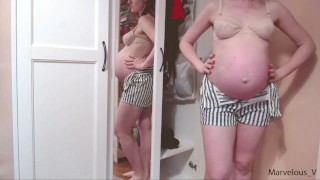 320px x 180px - Hot sexy pregnant mommy trying on her tight clothes on huge pregnant belly  - RedTube
