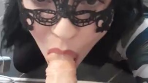 Super cute smoking girl deepthroats her dildo