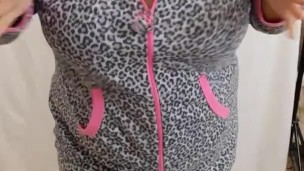 Slut in pajama getting undressed
