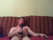 Watching porn playing with a blue fleshlight 14/16