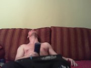 Watching porn playing with a blue fleshlight 4/16