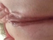 Playing with my pussy after my boyfriend fucked me hard and came deep in me