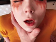 Красотка Сосет и Прыгает На Хуе В Желтом Платье И Рваных Колготках 7/16