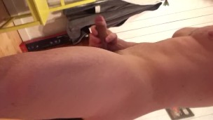 Hot man strips and plays with his big cock