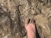 Getting my petite feet covered in filthy mud and sand 