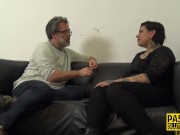 Mouth fucked chubby tattooed submissive 3/16