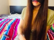 Real Femme Lesbian, smoking and playing with tits and pussy 2/16