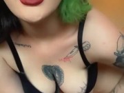 Pretty Goth Squirts on Dildo