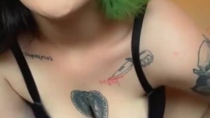 Pretty Goth Squirts on Dildo