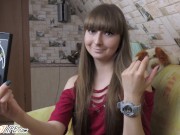 Girl Did Blowjob stepbrother for Sake for Photo - Cum in Mouth 1/16