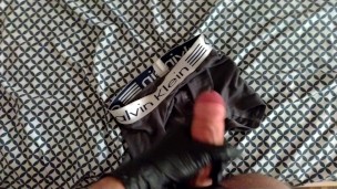 jerking off with latex gloves cum