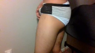 Filming a photo shoot trying on new quarantine panties
