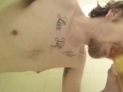 Pissing in a glass and drinking it