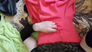  boy masturbating big cock in daddy room. Solo male gives handjob.