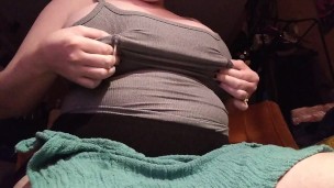 Big tits leaking through shirt