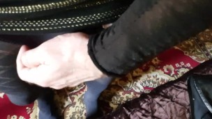  Boy Jerking Big Cock during work. Handjob Crossdresser on Lingerie.