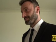 Dominated chubby slut sucks and rides 3/16