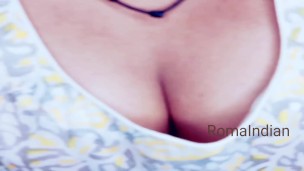 Big boobs indian step-sister teasing cleavage to stepdad