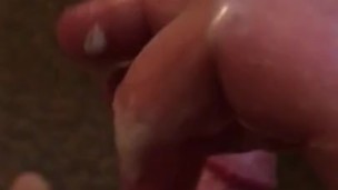 Oiled white cock jerking and cumshot