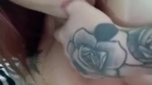 Hot Big Boobs Girl Sucking a BBC Dildo - Inked Brazilian model