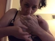 Milf Eats Frosting Off Tits