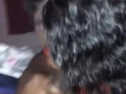 Freaky ebony bbw housekeeper surprises bbc guest with sloppy head 2/16