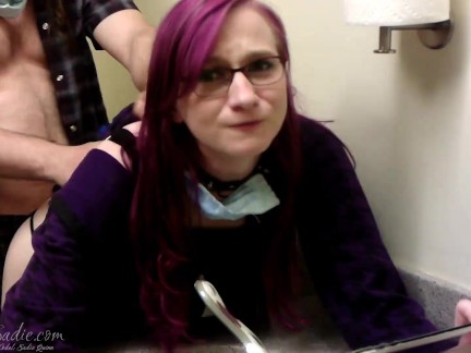 Quarantine Quickie in Public Restroom (Close-Up Creampie)