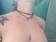 Playing with my Big Boobs in the Shower! - Inked Fitness Model 8/16
