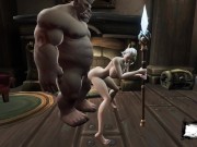 Sex with a horned monster! Orc fucked in all holes | warcraft, 3D