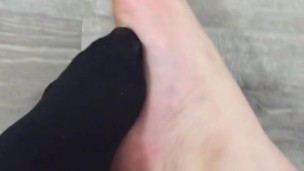 Having fun with stockings feet play