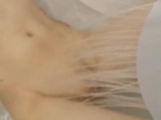 pretty girl getting her clit sprayed in the shower | loud moaning orgasm