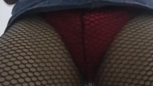 Patty crossdresser black fishing net pantyhose