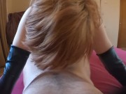 MILF teasing blowjob in long gloves POV 8/16